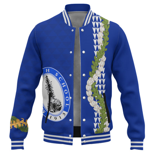 Maui High School Baseball Jacket Puakenikeni Maile Flower Lei