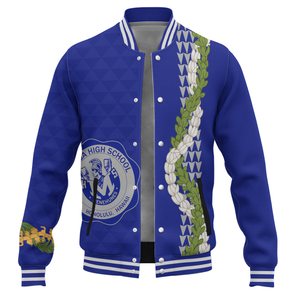 moanalua high school Baseball Jacket Puakenikeni Maile Flower Lei