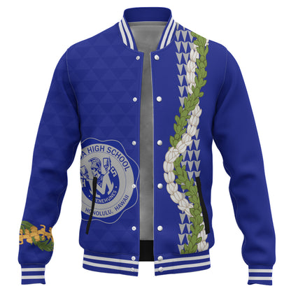 moanalua high school Baseball Jacket Puakenikeni Maile Flower Lei