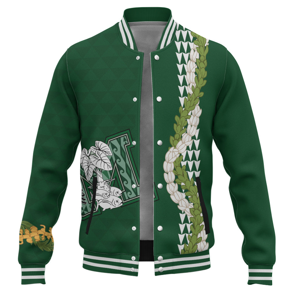 Molokaʻi High School Baseball Jacket Puakenikeni Maile Flower Lei