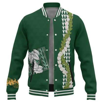 Molokaʻi High School Baseball Jacket Puakenikeni Maile Flower Lei