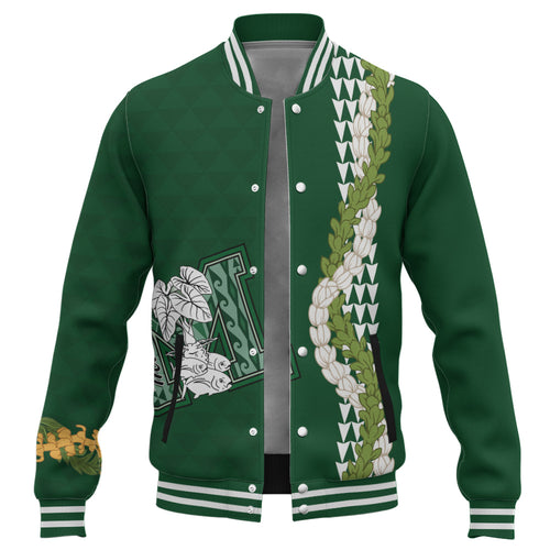 Molokaʻi High School Baseball Jacket Puakenikeni Maile Flower Lei