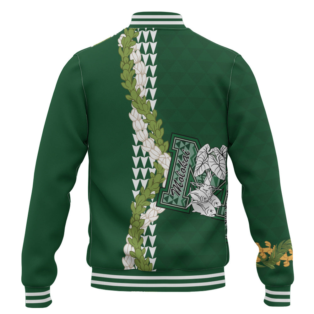 Molokaʻi High School Baseball Jacket Puakenikeni Maile Flower Lei