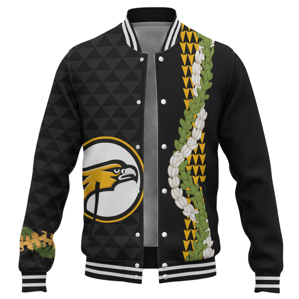 Nanakuli High and Intermediate School Baseball Jacket Puakenikeni Maile Flower Lei