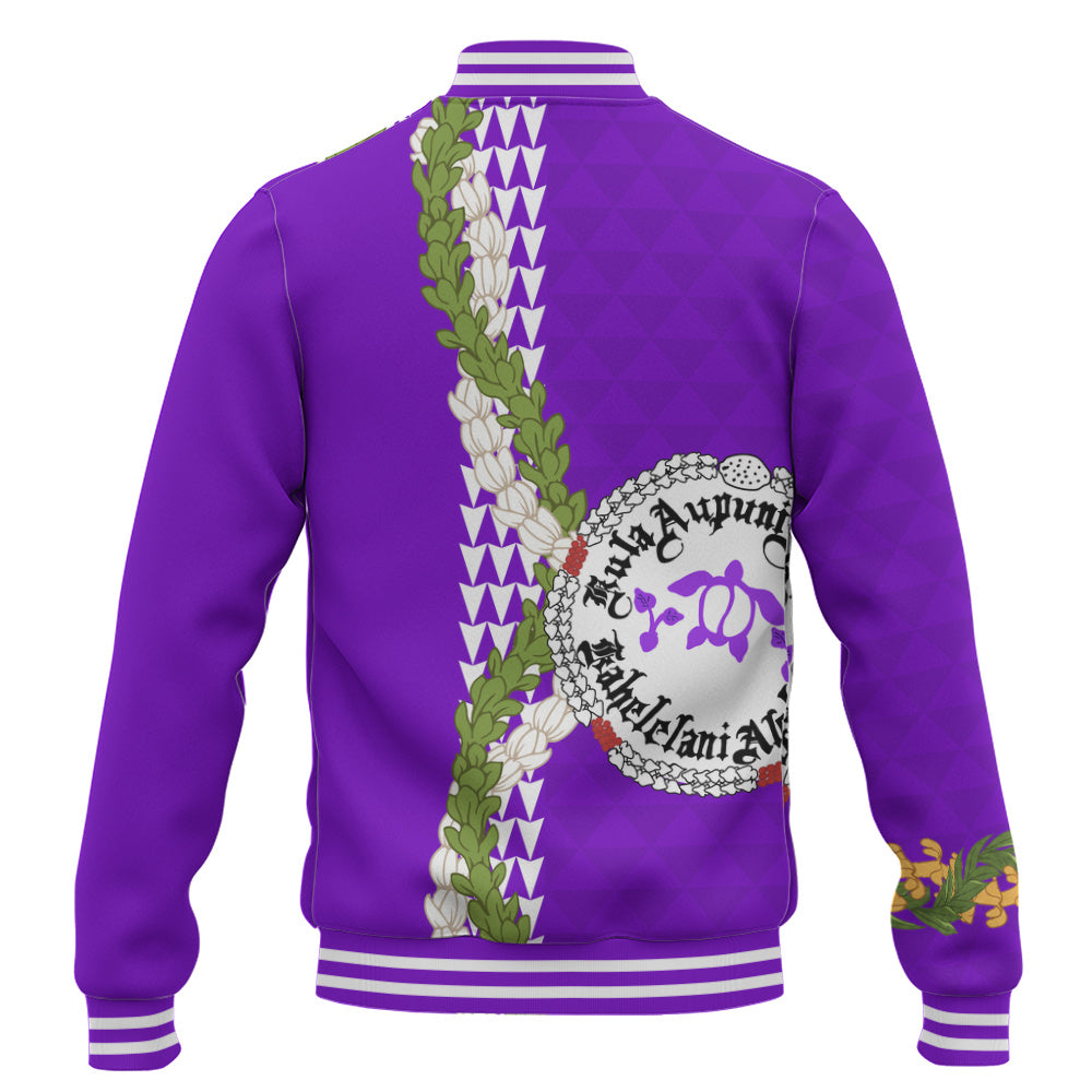 Ni'ihau High and Elementary School Baseball Jacket Puakenikeni Maile Flower Lei