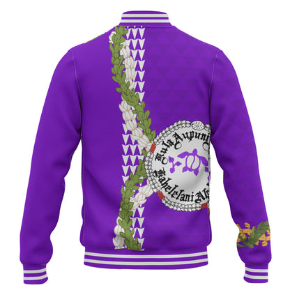 Ni'ihau High and Elementary School Baseball Jacket Puakenikeni Maile Flower Lei
