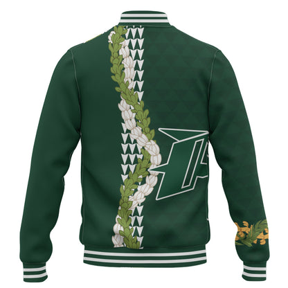 Pahoa High and Intermediate School Baseball Jacket Puakenikeni Maile Flower Lei