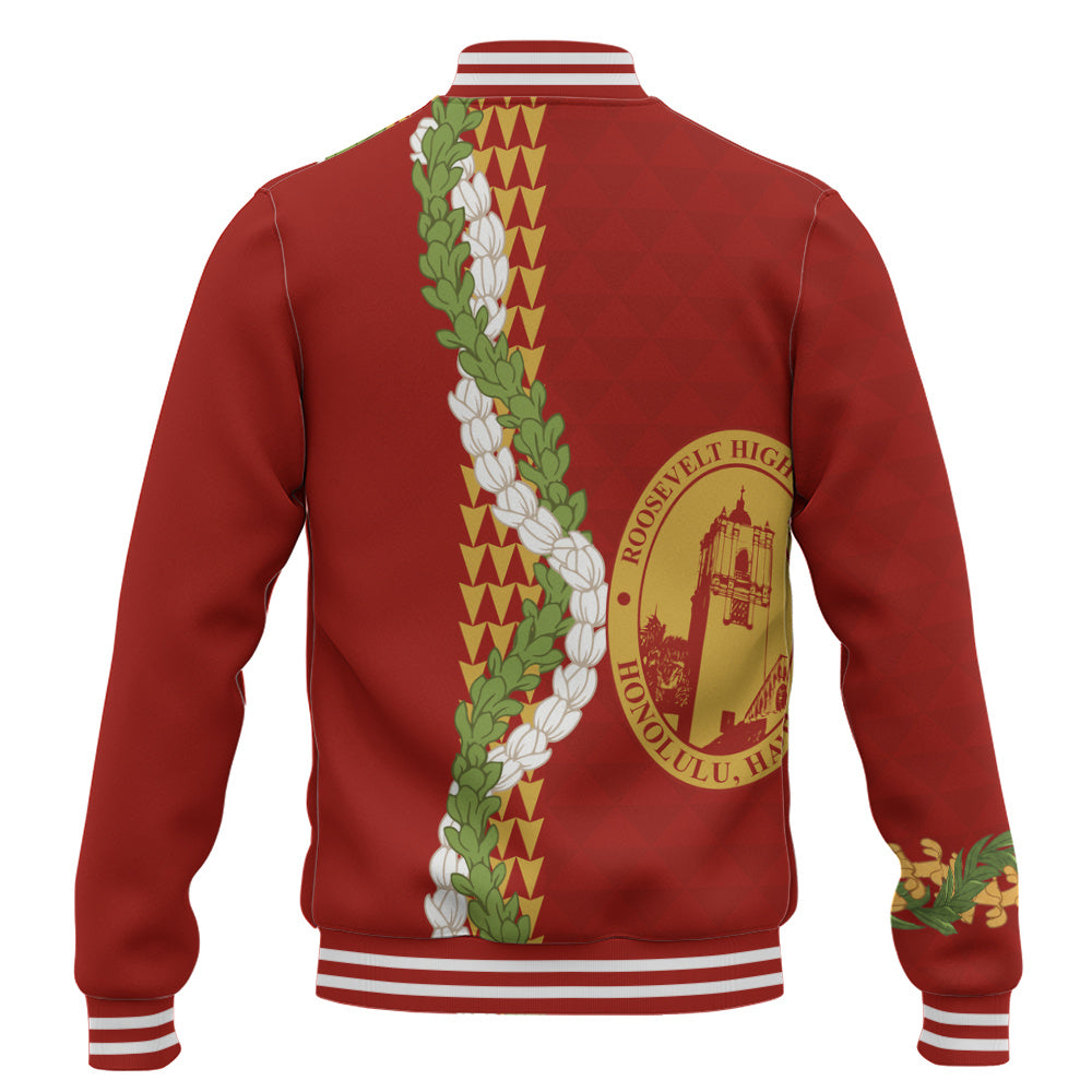 President Theodore Roosevelt High School Baseball Jacket Puakenikeni Maile Flower Lei