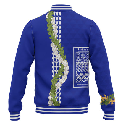 Waimea Middle Public Conversion Charter School Baseball Jacket Puakenikeni Maile Flower Lei