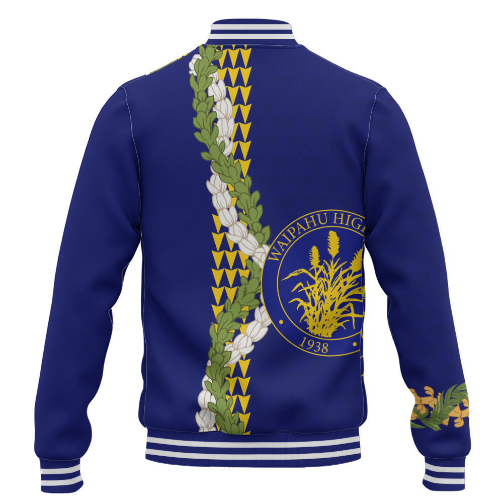 Waipahu High School Baseball Jacket Puakenikeni Maile Flower Lei