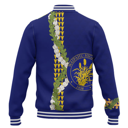Waipahu High School Baseball Jacket Puakenikeni Maile Flower Lei