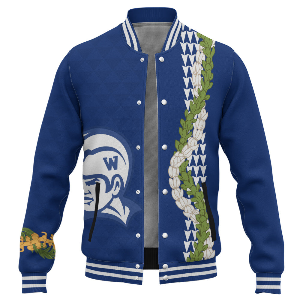 Waimea High School Baseball Jacket Puakenikeni Maile Flower Lei