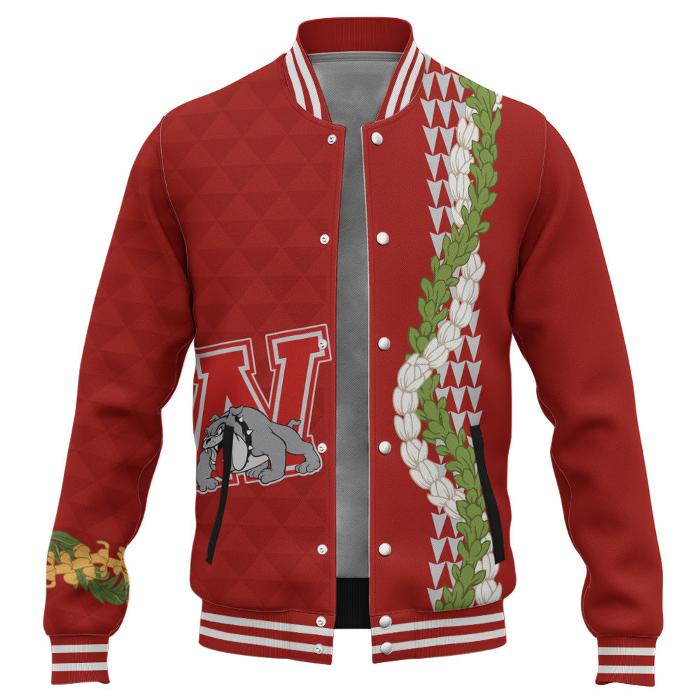Waialua High and Intermediate School Baseball Jacket Puakenikeni Maile Flower Lei