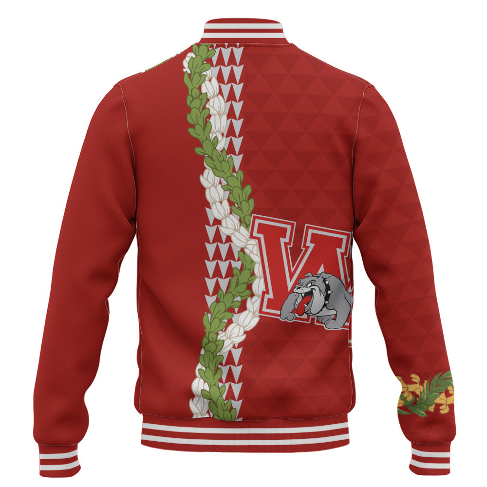 Waialua High and Intermediate School Baseball Jacket Puakenikeni Maile Flower Lei