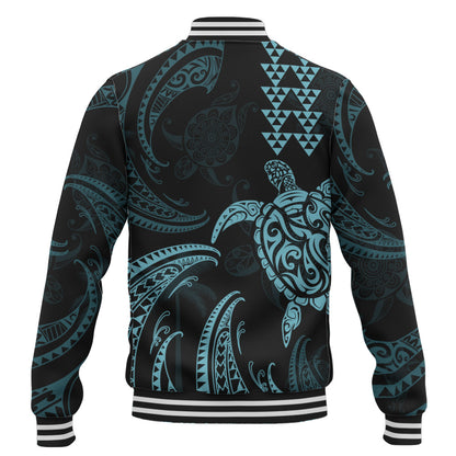 Hawaii Baseball Jacket Polynesian Turtle Tribal Ocean Spirit