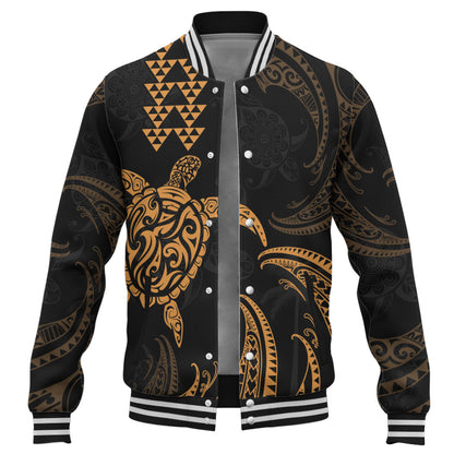 Hawaii Baseball Jacket Polynesian Turtle Tribal Ocean Spirit