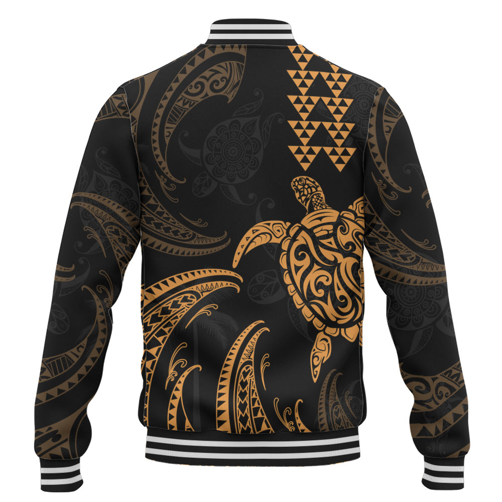 Hawaii Baseball Jacket Polynesian Turtle Tribal Ocean Spirit