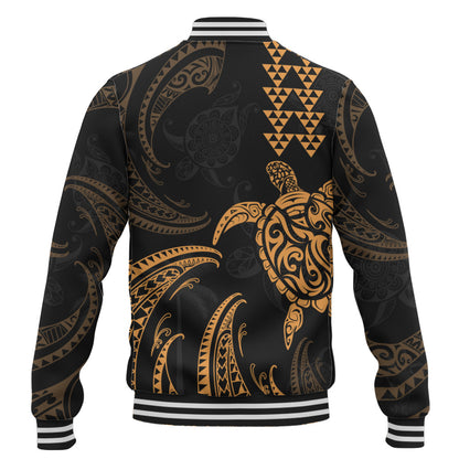 Hawaii Baseball Jacket Polynesian Turtle Tribal Ocean Spirit