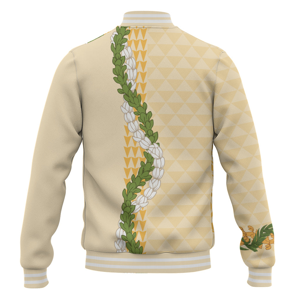 Hawaii Baseball Jacket Turtle Puakenikeni Maile Flower Lei