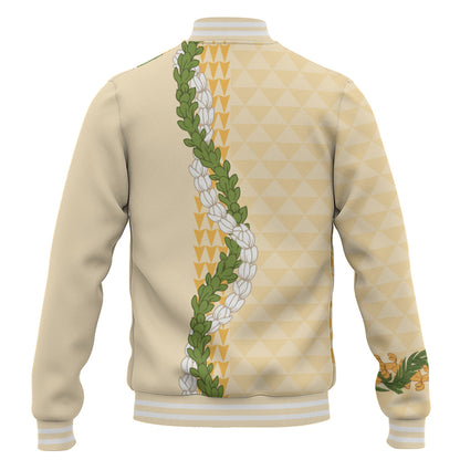 Hawaii Baseball Jacket Turtle Puakenikeni Maile Flower Lei