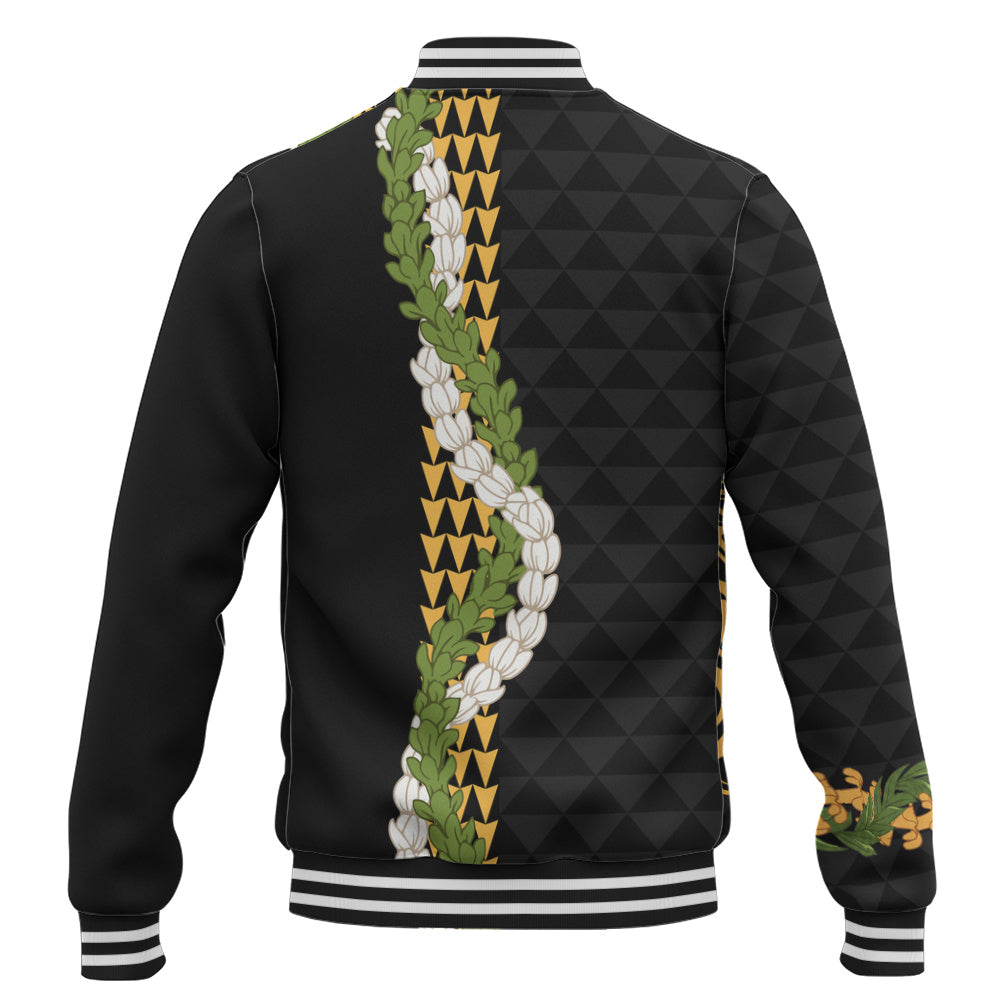 Hawaii Baseball Jacket Turtle Puakenikeni Maile Flower Lei