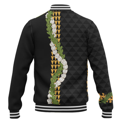 Hawaii Baseball Jacket Turtle Puakenikeni Maile Flower Lei