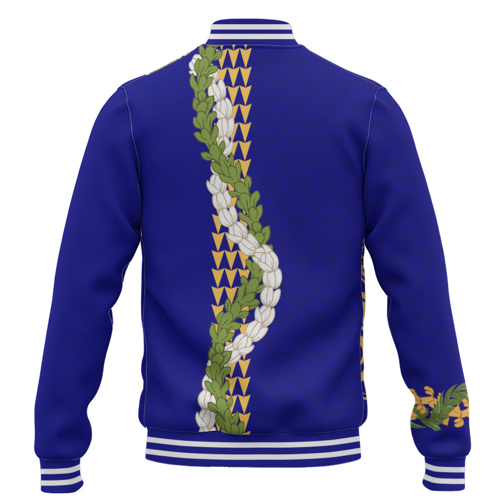 Hawaii Baseball Jacket Turtle Puakenikeni Maile Flower Lei