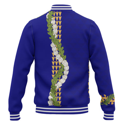 Hawaii Baseball Jacket Turtle Puakenikeni Maile Flower Lei