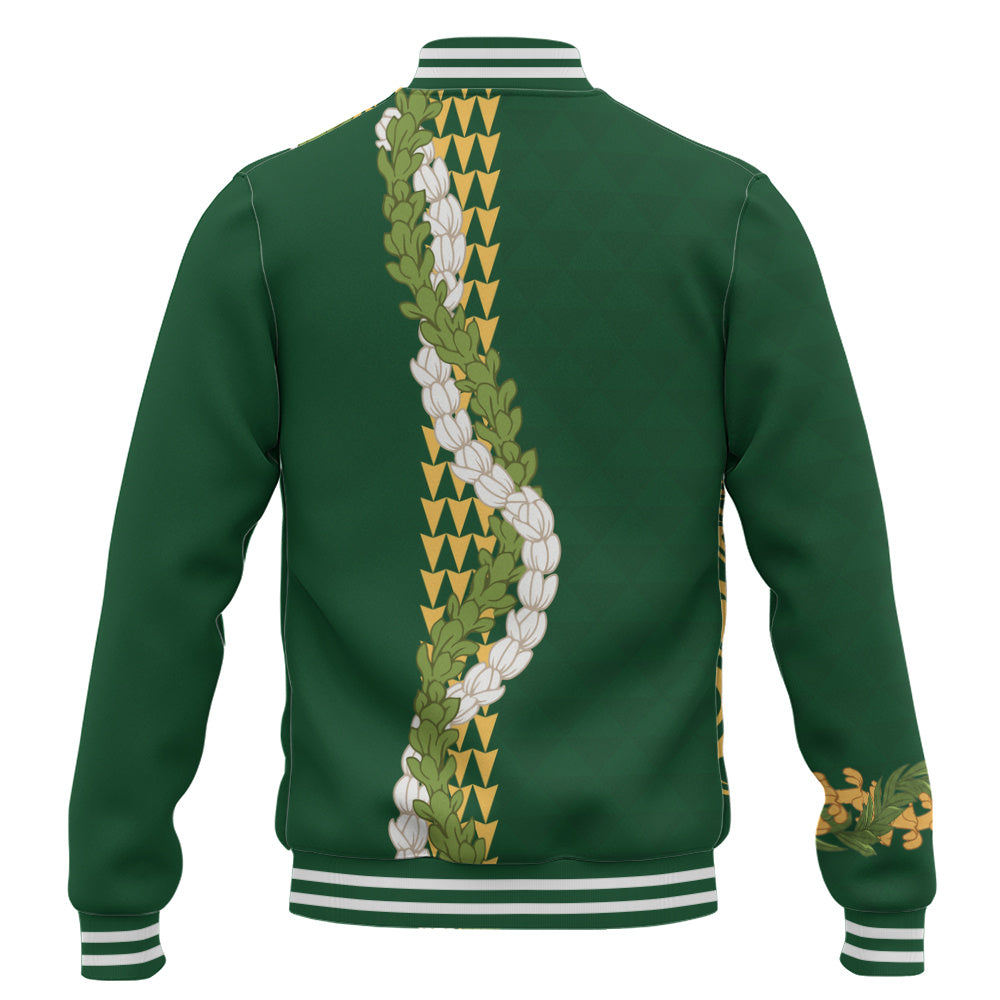 Hawaii Baseball Jacket Turtle Puakenikeni Maile Flower Lei