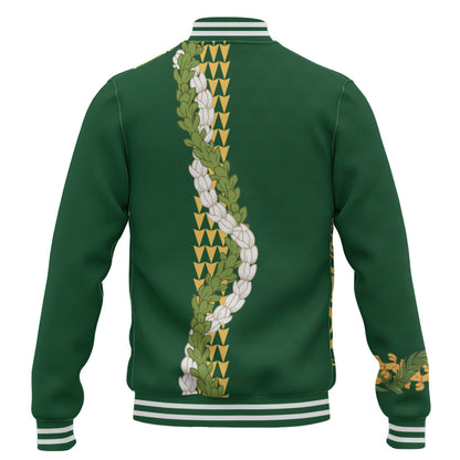 Hawaii Baseball Jacket Turtle Puakenikeni Maile Flower Lei