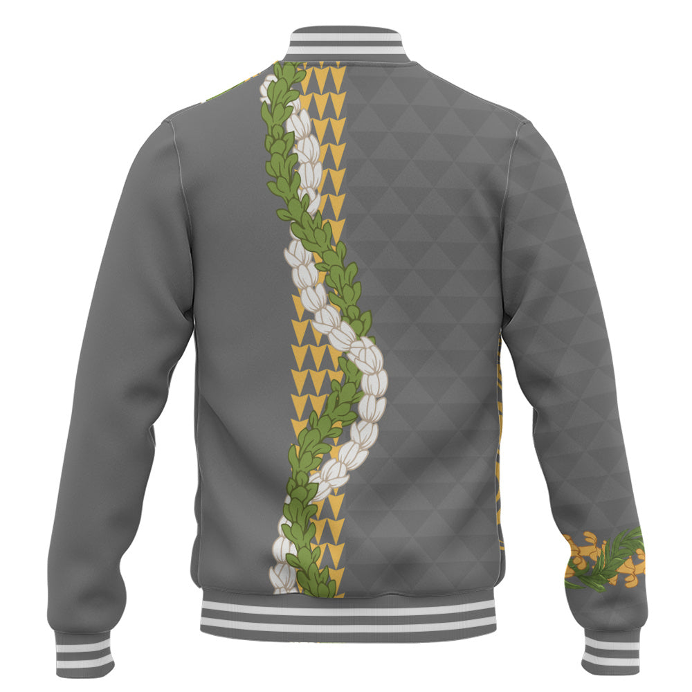 Hawaii Baseball Jacket Turtle Puakenikeni Maile Flower Lei