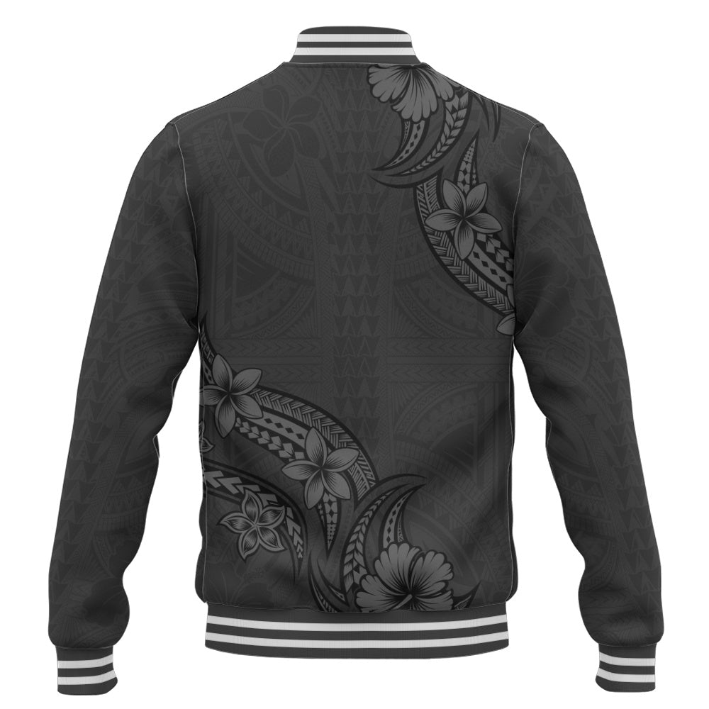 Hawaii Baseball Jacket Plumeria Tribal Wave
