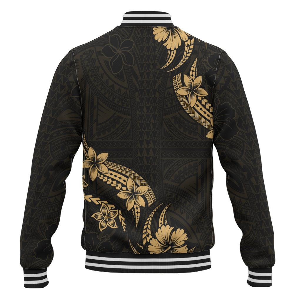 Hawaii Baseball Jacket Plumeria Tribal Wave