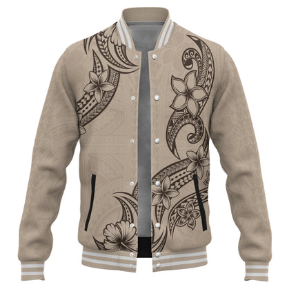 Hawaii Baseball Jacket Plumeria Tribal Wave