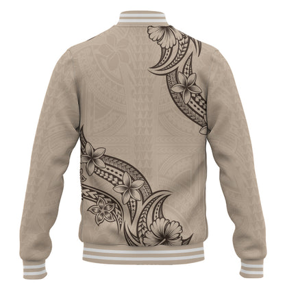 Hawaii Baseball Jacket Plumeria Tribal Wave