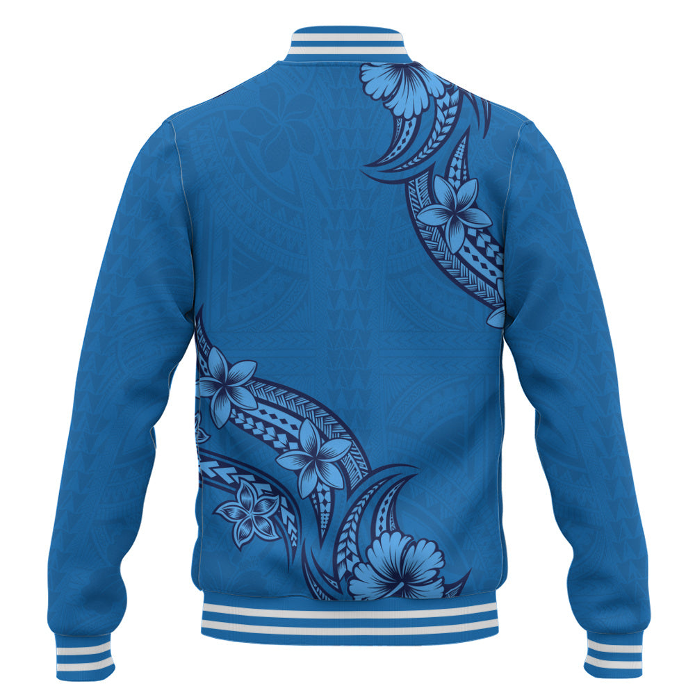 Hawaii Baseball Jacket Plumeria Tribal Wave