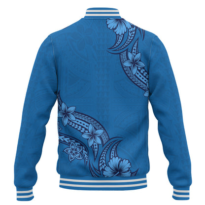 Hawaii Baseball Jacket Plumeria Tribal Wave