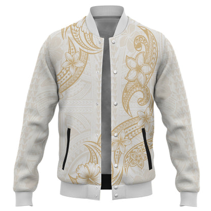 Hawaii Baseball Jacket Plumeria Tribal Wave
