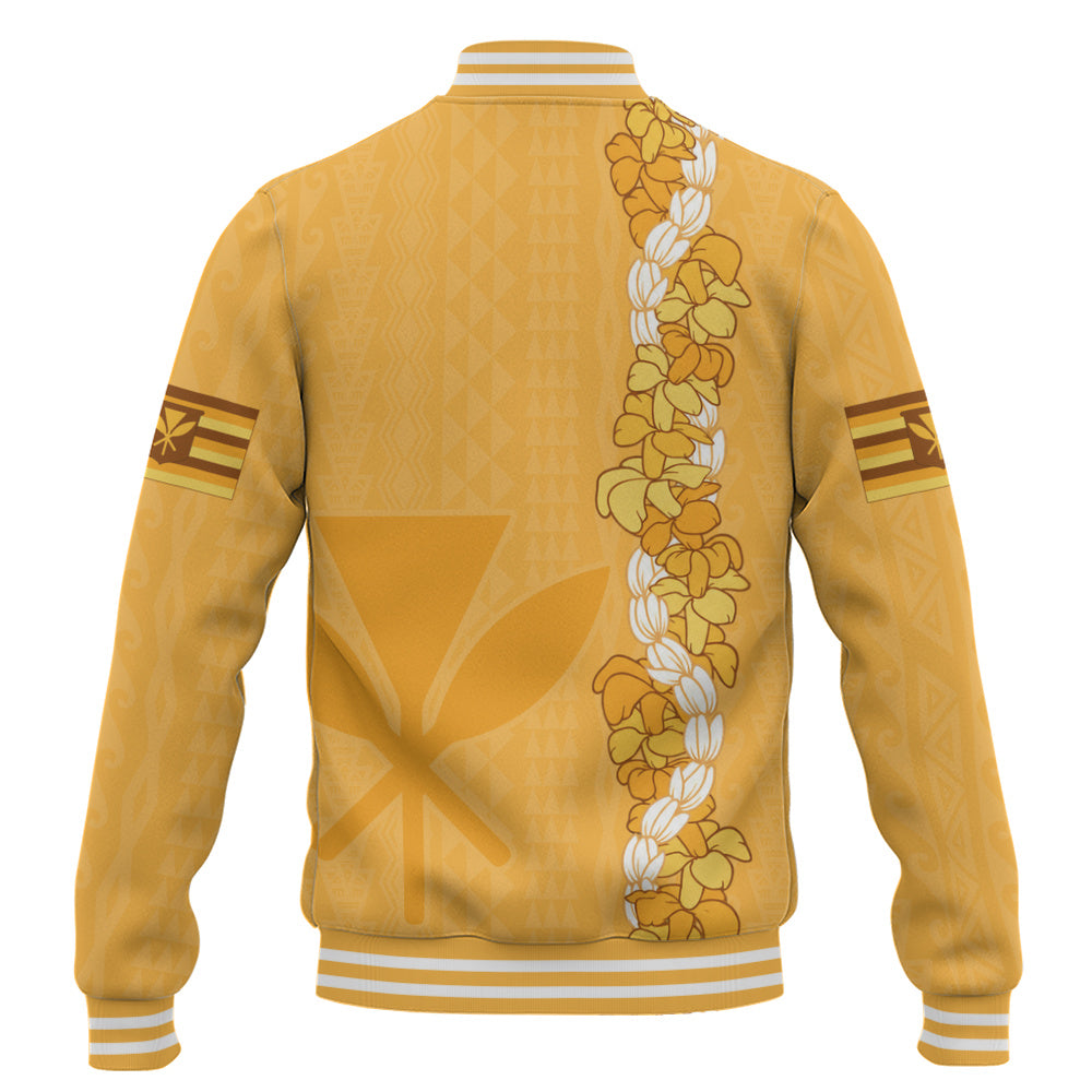 Hawaii Baseball Jacket Flower Lei Kanaka Maoli Polynesia Island Style