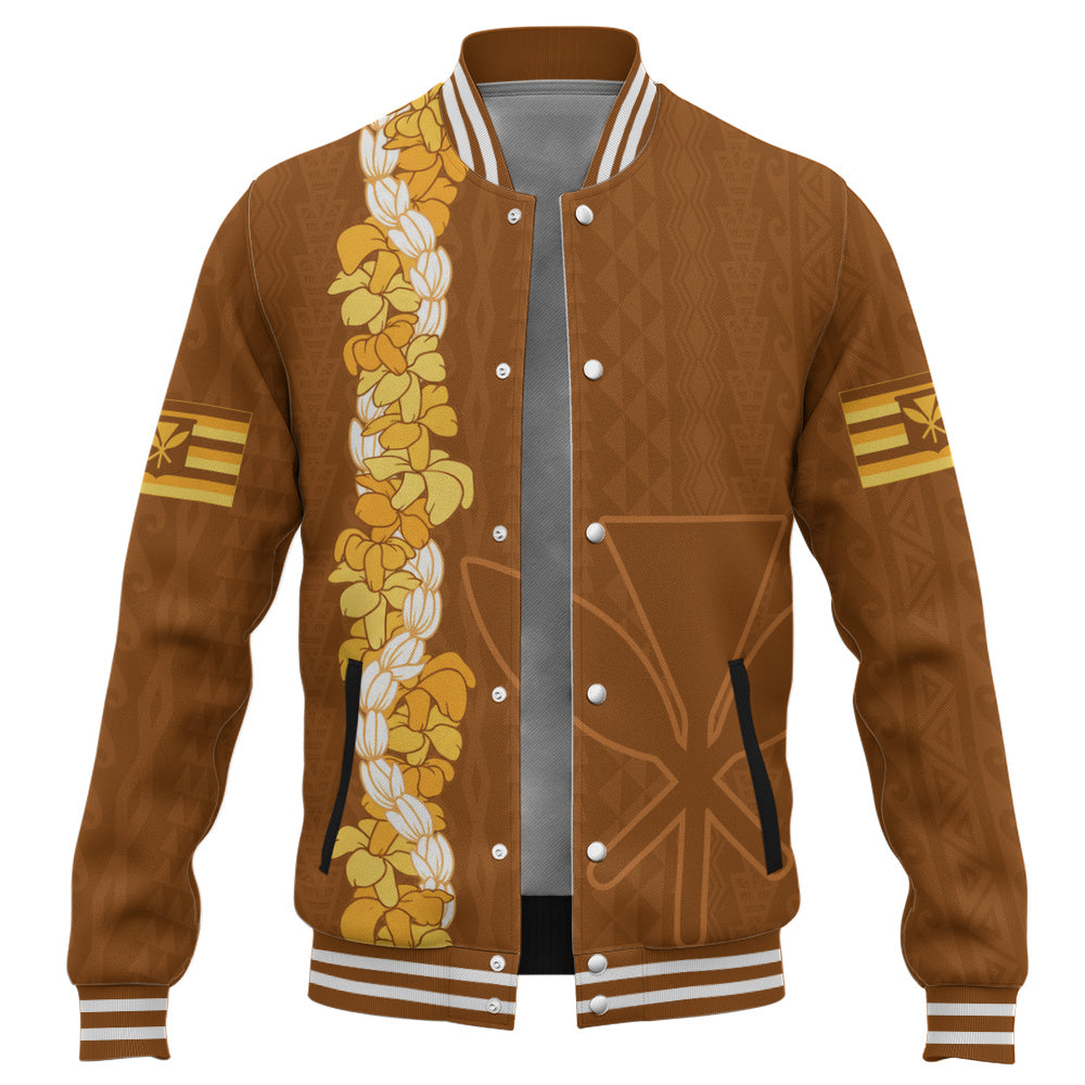 Hawaii Baseball Jacket Flower Lei Kanaka Maoli Polynesia Island Style