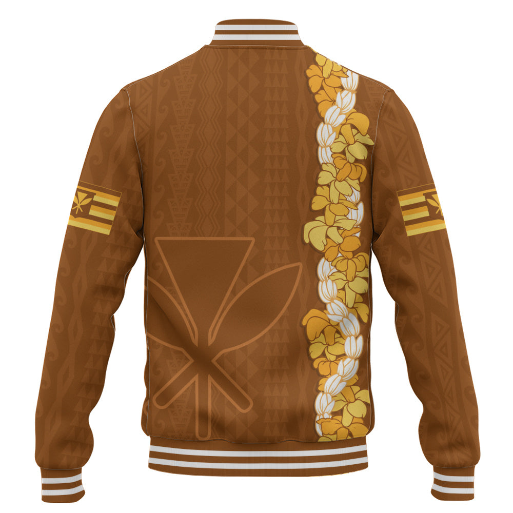 Hawaii Baseball Jacket Flower Lei Kanaka Maoli Polynesia Island Style