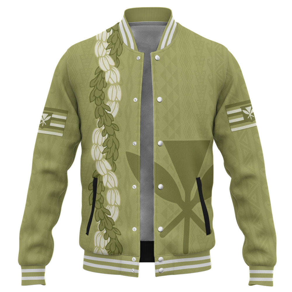 Hawaii Baseball Jacket Flower Lei Kanaka Maoli Polynesia Island Style