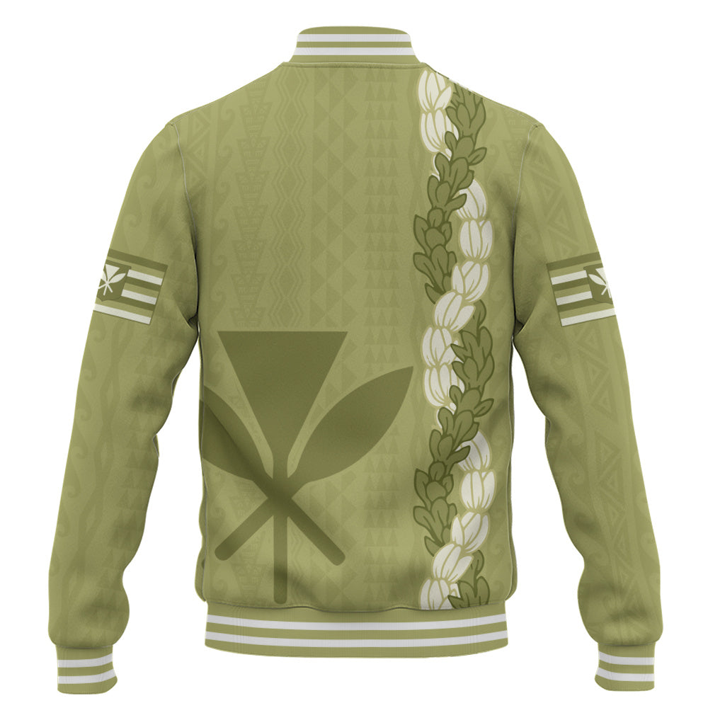 Hawaii Baseball Jacket Flower Lei Kanaka Maoli Polynesia Island Style