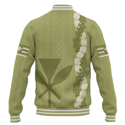 Hawaii Baseball Jacket Flower Lei Kanaka Maoli Polynesia Island Style