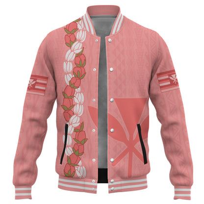Hawaii Baseball Jacket Flower Lei Kanaka Maoli Polynesia Island Style