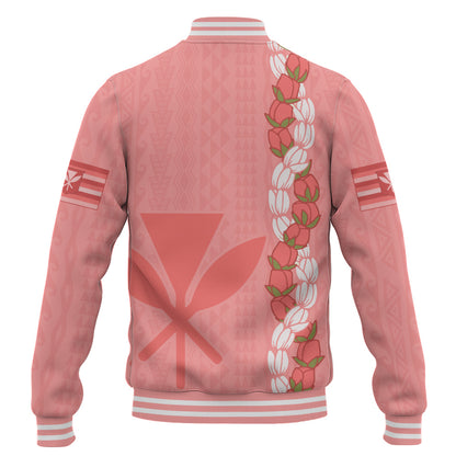 Hawaii Baseball Jacket Flower Lei Kanaka Maoli Polynesia Island Style