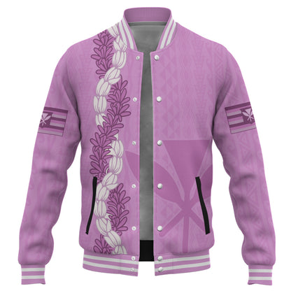 Hawaii Baseball Jacket Flower Lei Kanaka Maoli Polynesia Island Style