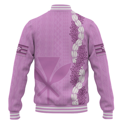 Hawaii Baseball Jacket Flower Lei Kanaka Maoli Polynesia Island Style