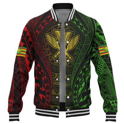 Hawaii Baseball Jacket Kanaka Maoli Flag Tribal Tattoo Pattern