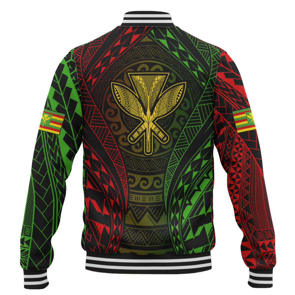 Hawaii Baseball Jacket Kanaka Maoli Flag Tribal Tattoo Pattern